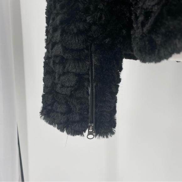 Adrienne Landau Black Faux Fur Moto Jacket - Picture 8 of 16